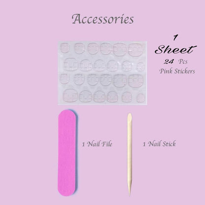 Kriga 24 Reusable Artificial Fake Nail Set| Brown Light Dark Almond shape Glossy Nails